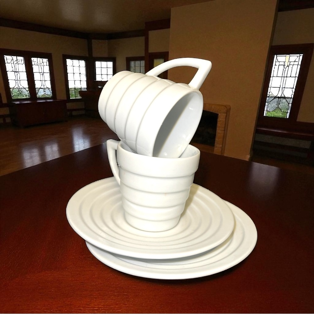 Frank Lloyd Wright White Ceramic Mug Set of 2 never used
